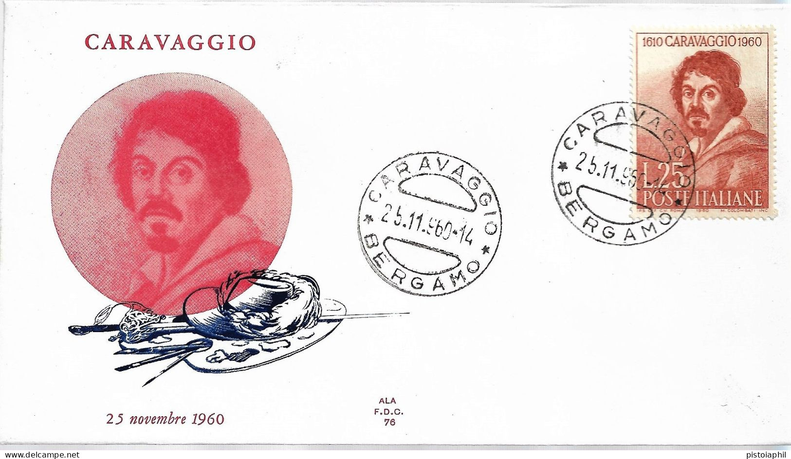 Fdc Ala: CARAVAGGIO (1960); No Viaggiata; Annullo Caravaggio - FDC