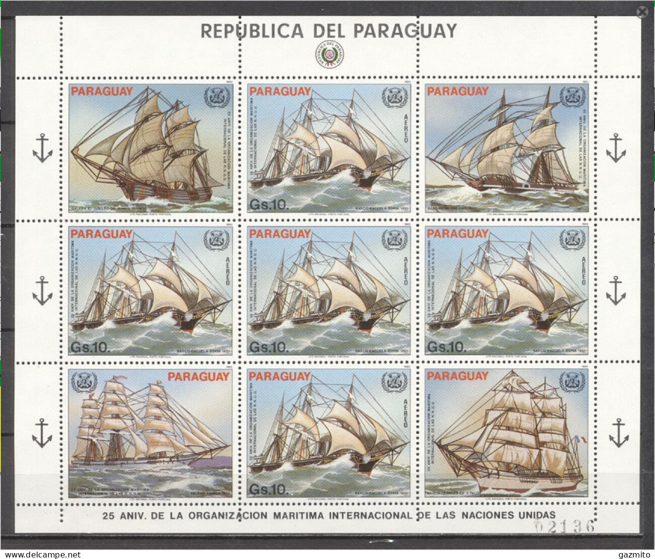 Paraguay 1986, Ships, Sheetlet - Bateaux