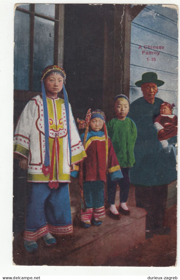 A Chinese Family Old Postcard Posted 1926 Bulimgane California To Switzerland 240510 - Sin Clasificación