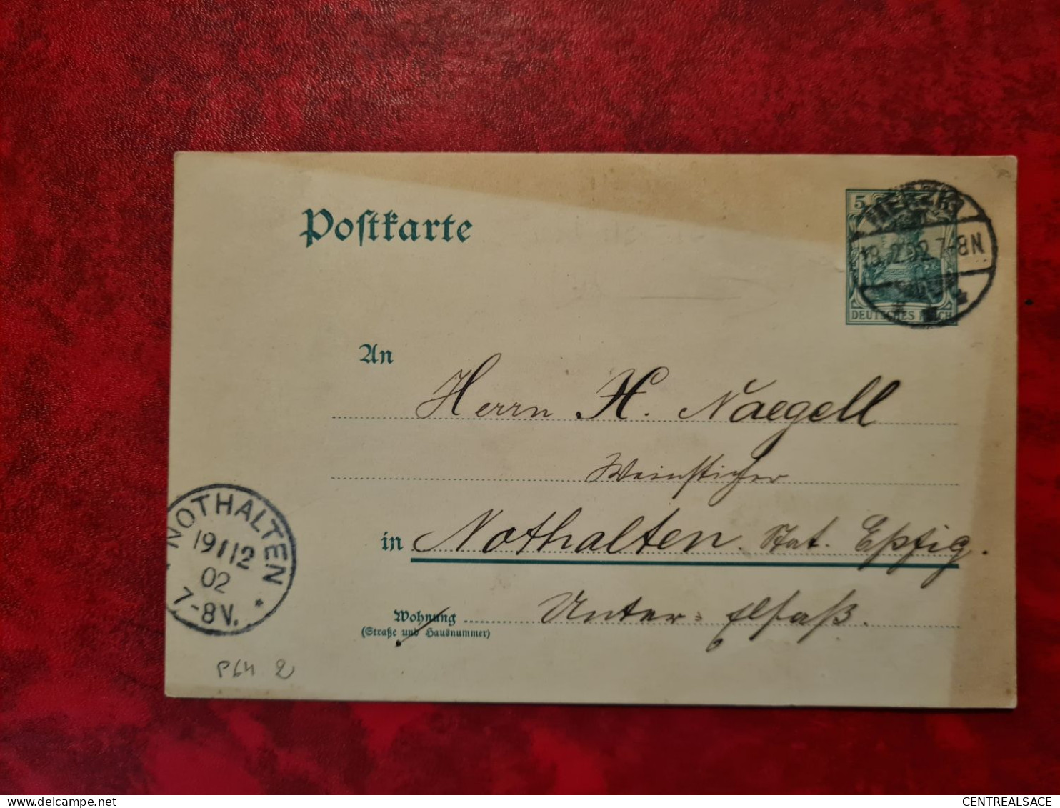 CARTE ENTIER MONDORF CACHET MERZIG POUR NOTHALTEN 1902 - Autres & Non Classés