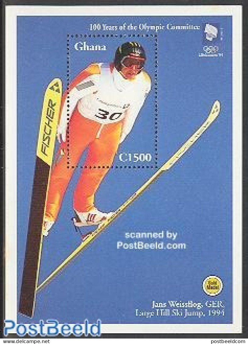 Ghana 1994 I.O.C. Centenary S/s, Mint NH, Sport - Olympic Games - Skiing - Sci