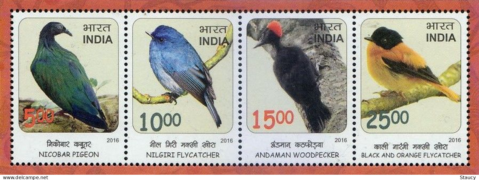 India 2016 Series 1: Near Threatened Birds 4v Set MNH As Per Scan - Autres & Non Classés