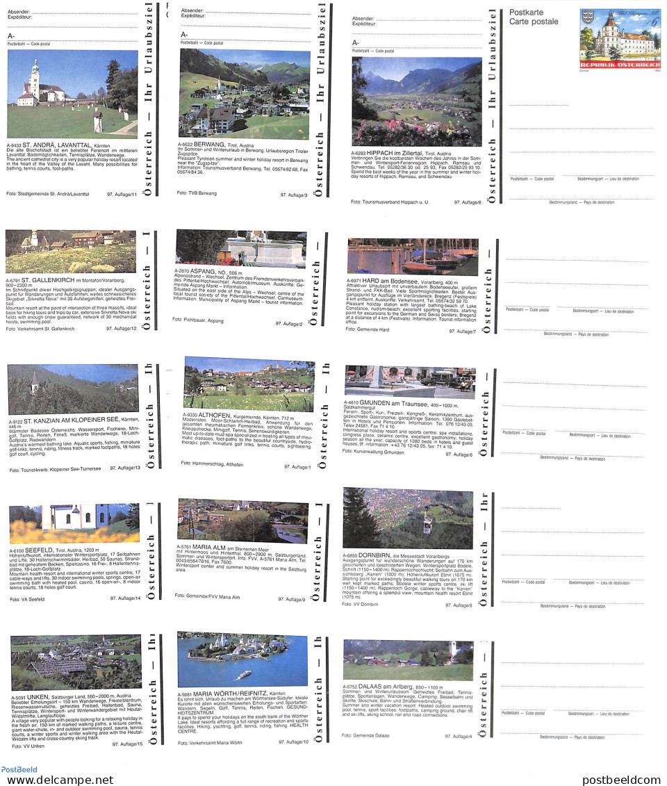 Austria 1992 15 Diff. Illustrated Postcards, Series 97, Unused Postal Stationary - Covers & Documents