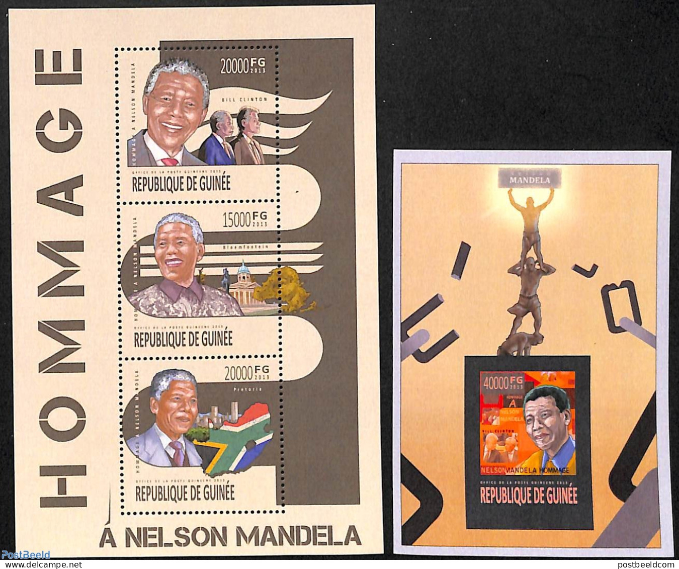 Guinea, Republic 2013 Nelson Mandela 2 S/s, Mint NH, History - Politicians - Nelson Mandela - Autres & Non Classés