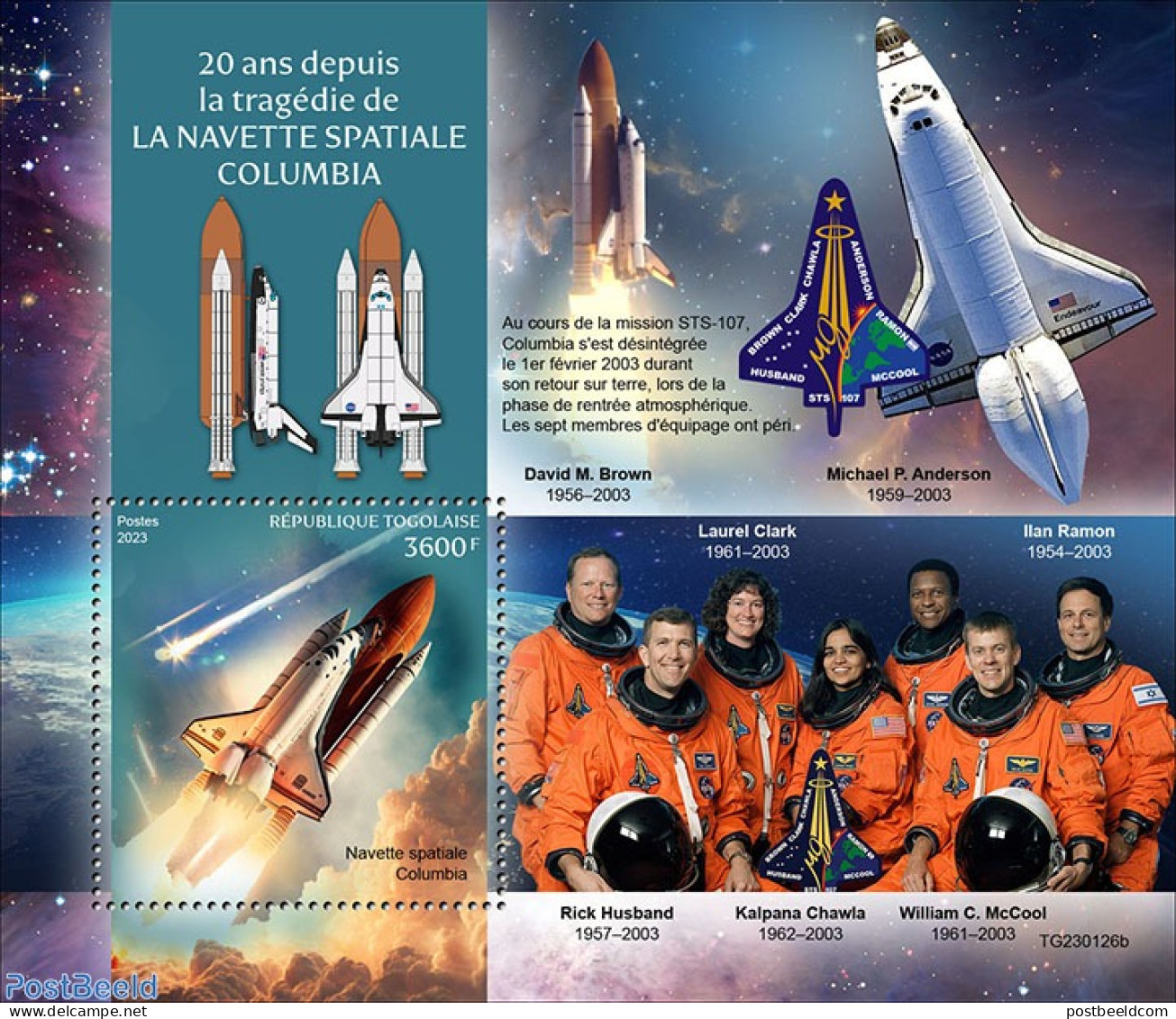 Togo 2023 Space Shuttle Columbia, Mint NH, Transport - Space Exploration - Togo (1960-...)