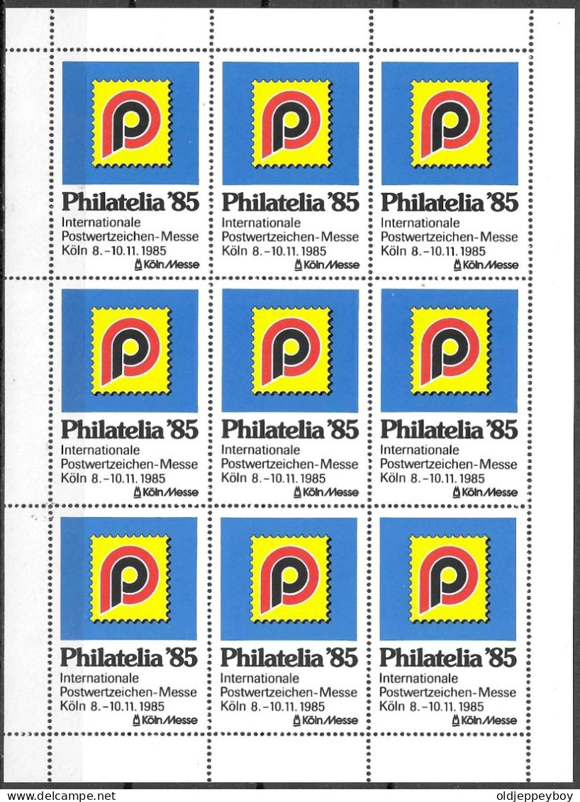 PHILATELIA 1985 Köln  VIGNETTE Reklamemarke BLOCK X 9 MNH** Koln Messe POSTWERTZEICHEN - Erinnophilie