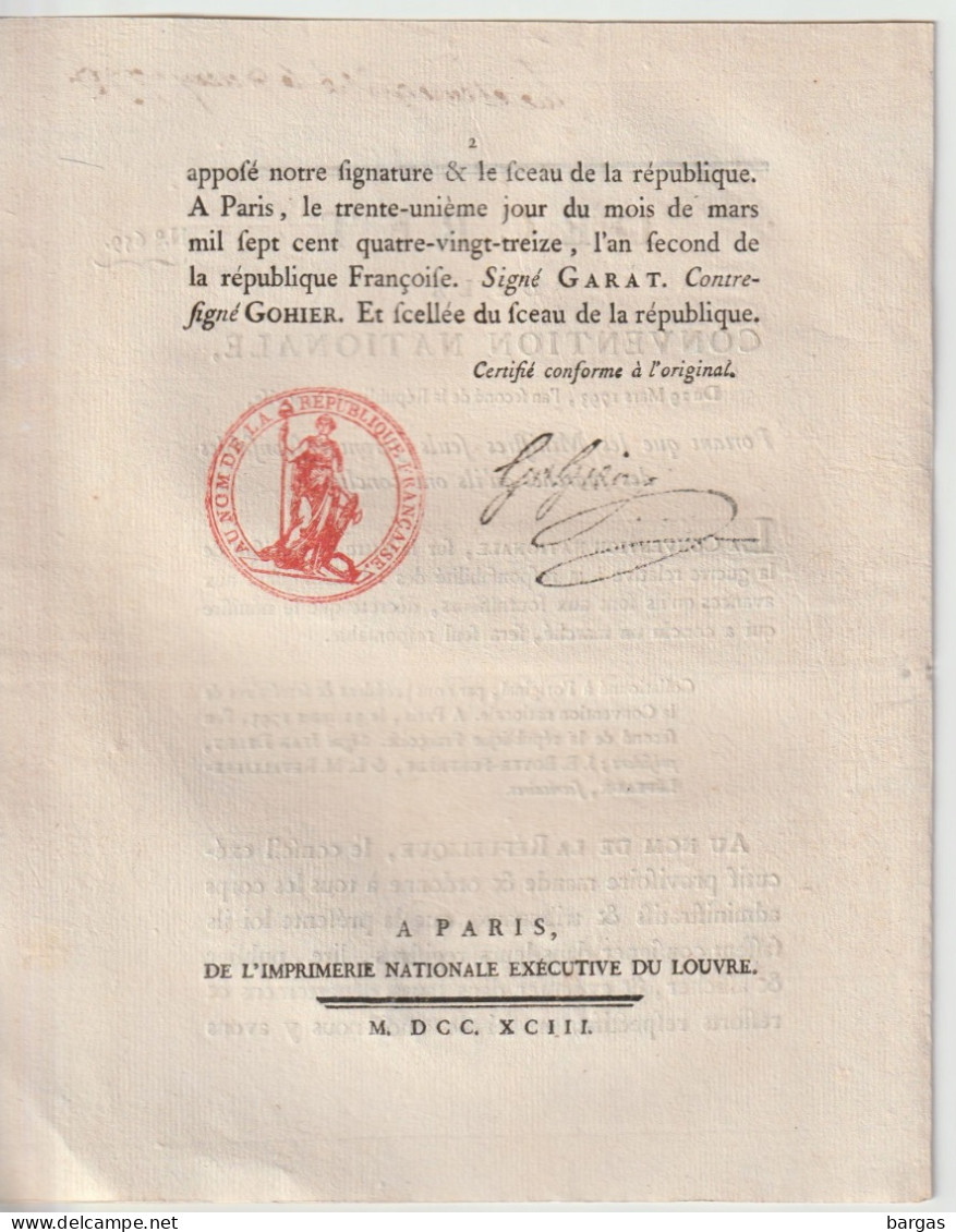 DECRET DE LA CONVENTION NATIONALE : Ministres Seuls Reponsables Des Marchés Conclus - Décrets & Lois