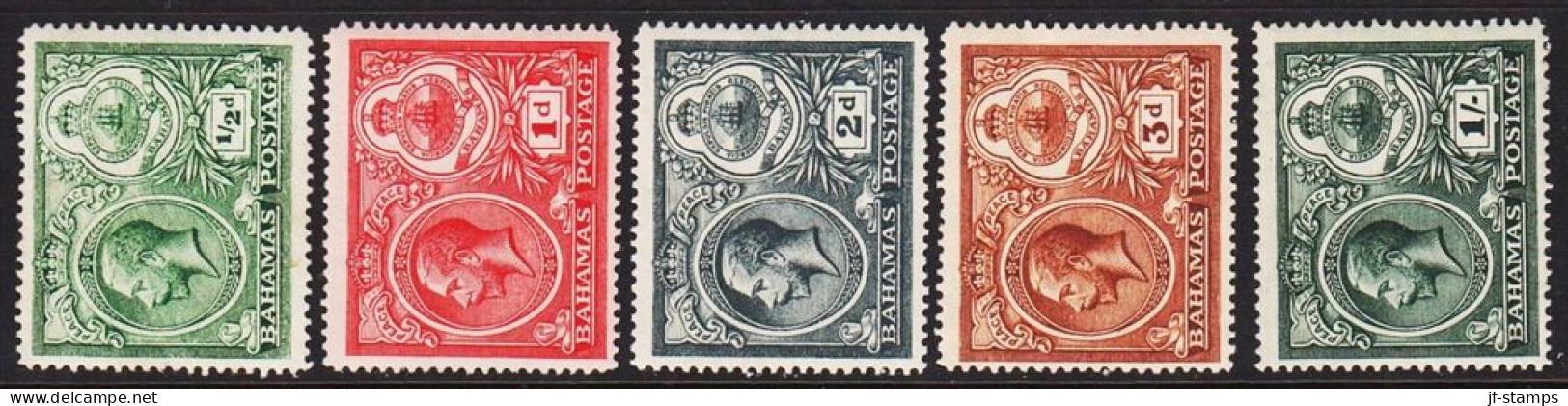 1920. BAHAMAS. George V. Peace Issue Complete Set With 5 Stamps Hinged.  (Michel 68-72) - JF546070 - Bahamas (1973-...)