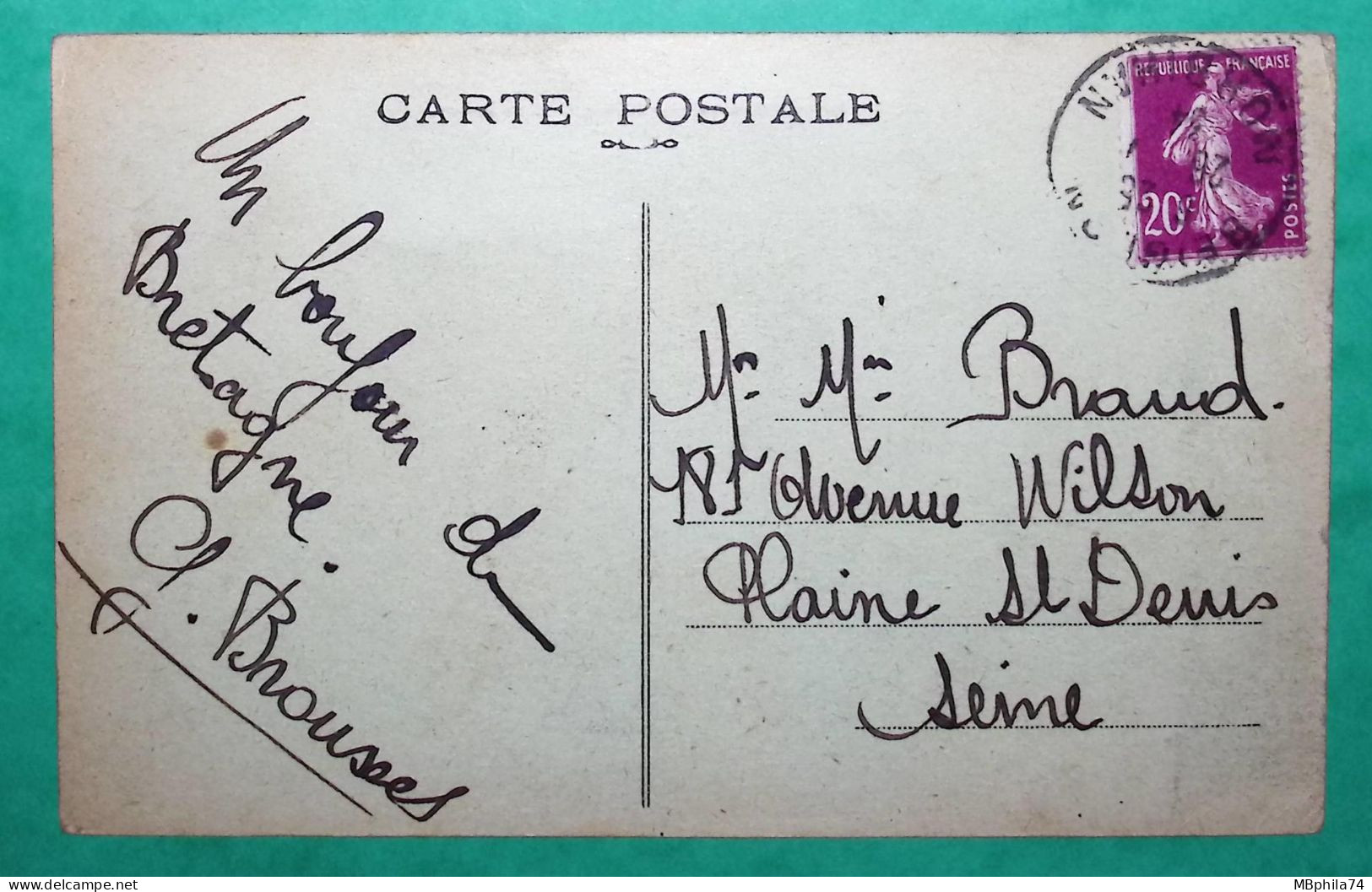 CARTE POSTALE BEIGNON MORBIHAN LE CALVAIRE ET LA POSTE POUR LA PLAINE ST DENIS SEINE 1934 POST CARD FRANCE - Post