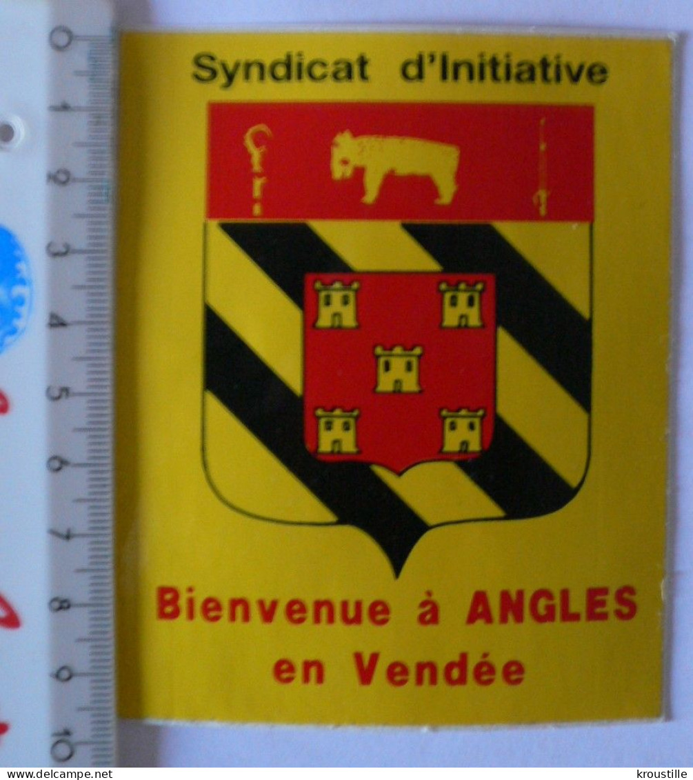 AUTOCOLLANT ANGLES EN VENDEE - BLASON - SYNDICAT D'INITIATIVE - Aufkleber