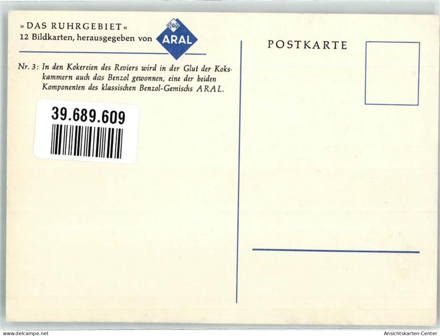 39689609 - ARAL Bildkarten Das Ruhrgebiet Nr. 3  Kokerei - PKW