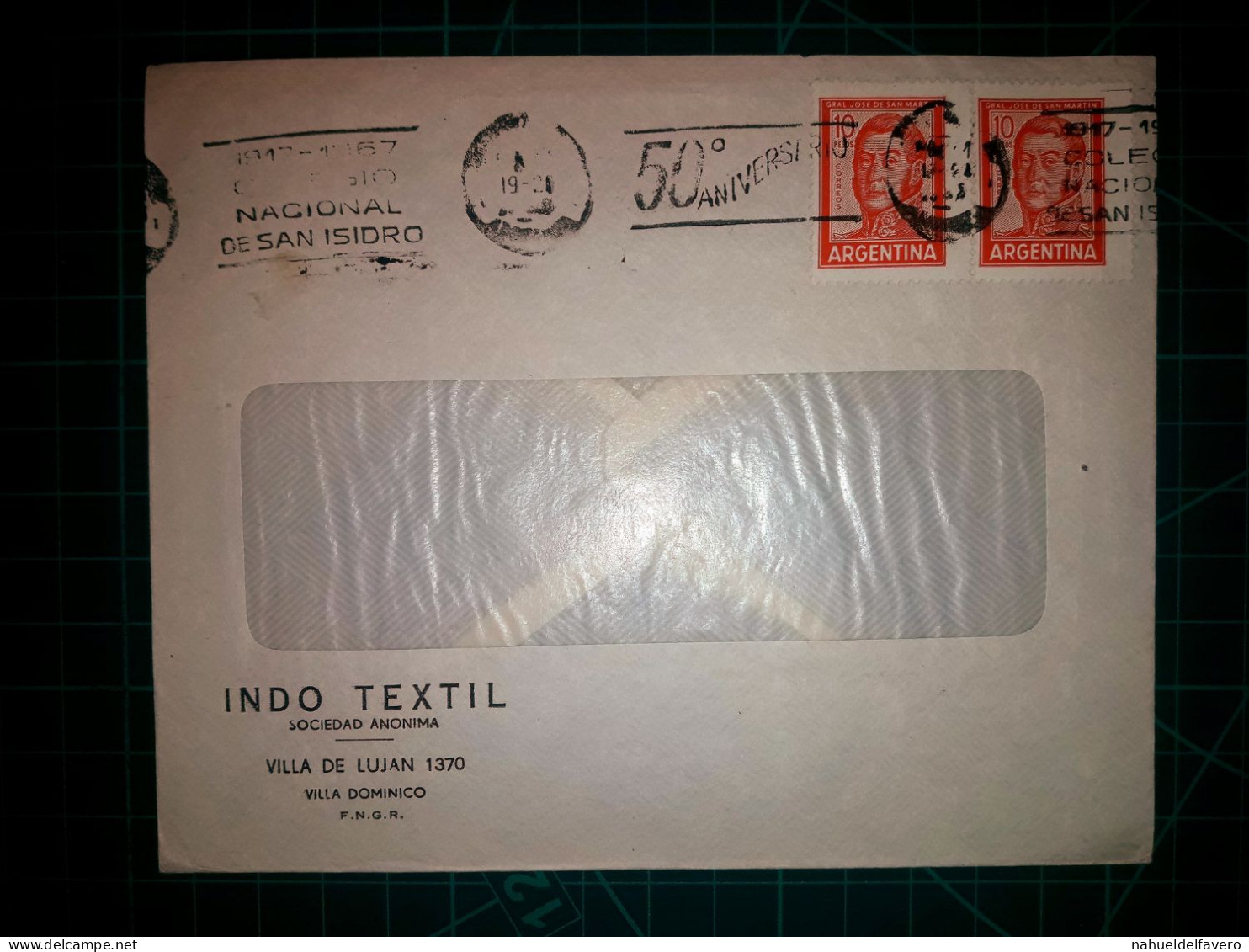 ARGENTINE, Enveloppe Appartenant à "INDO Textil, Sociedad Anonima" Circulant Avec La Bannière Parlante De "Collecta Naci - Used Stamps