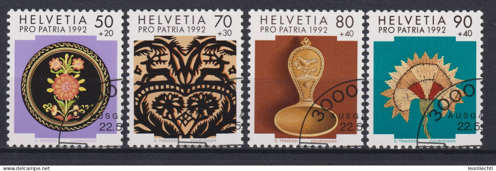 1992 Schweiz Pro Patria, Volkskunst ⵙ Zum:CH B235-B238, Mi:CH 1470-1473, Yt: CH 1399-1402 - Oblitérés