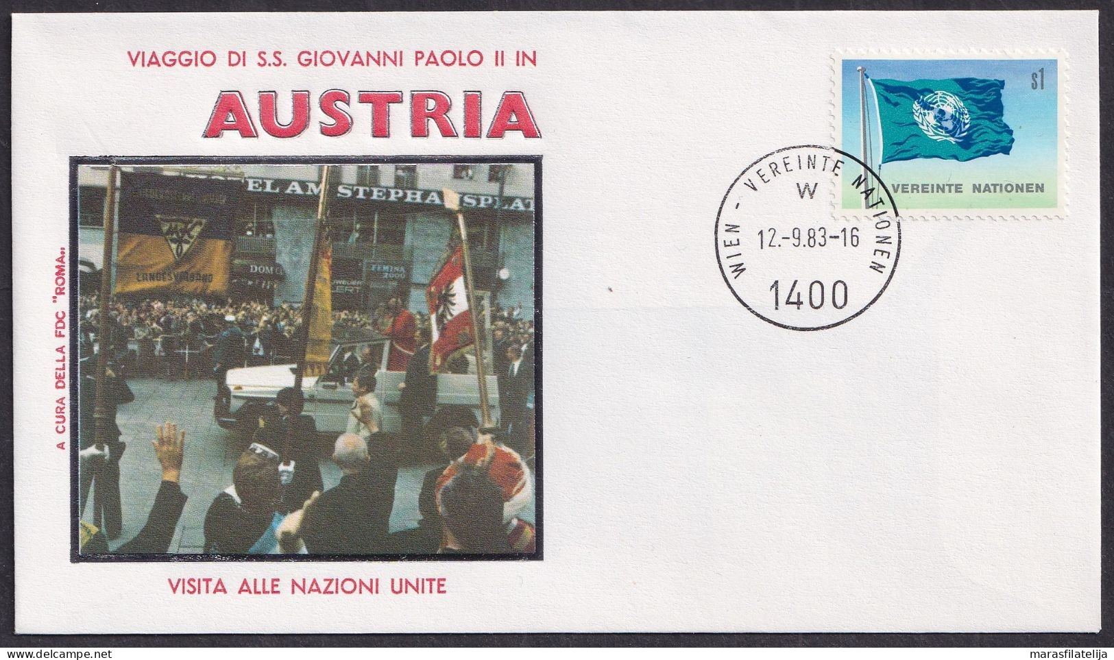 Vatican United Nations 1983, Pope Paul John II Visit Vienna, Special Cover - Andere & Zonder Classificatie