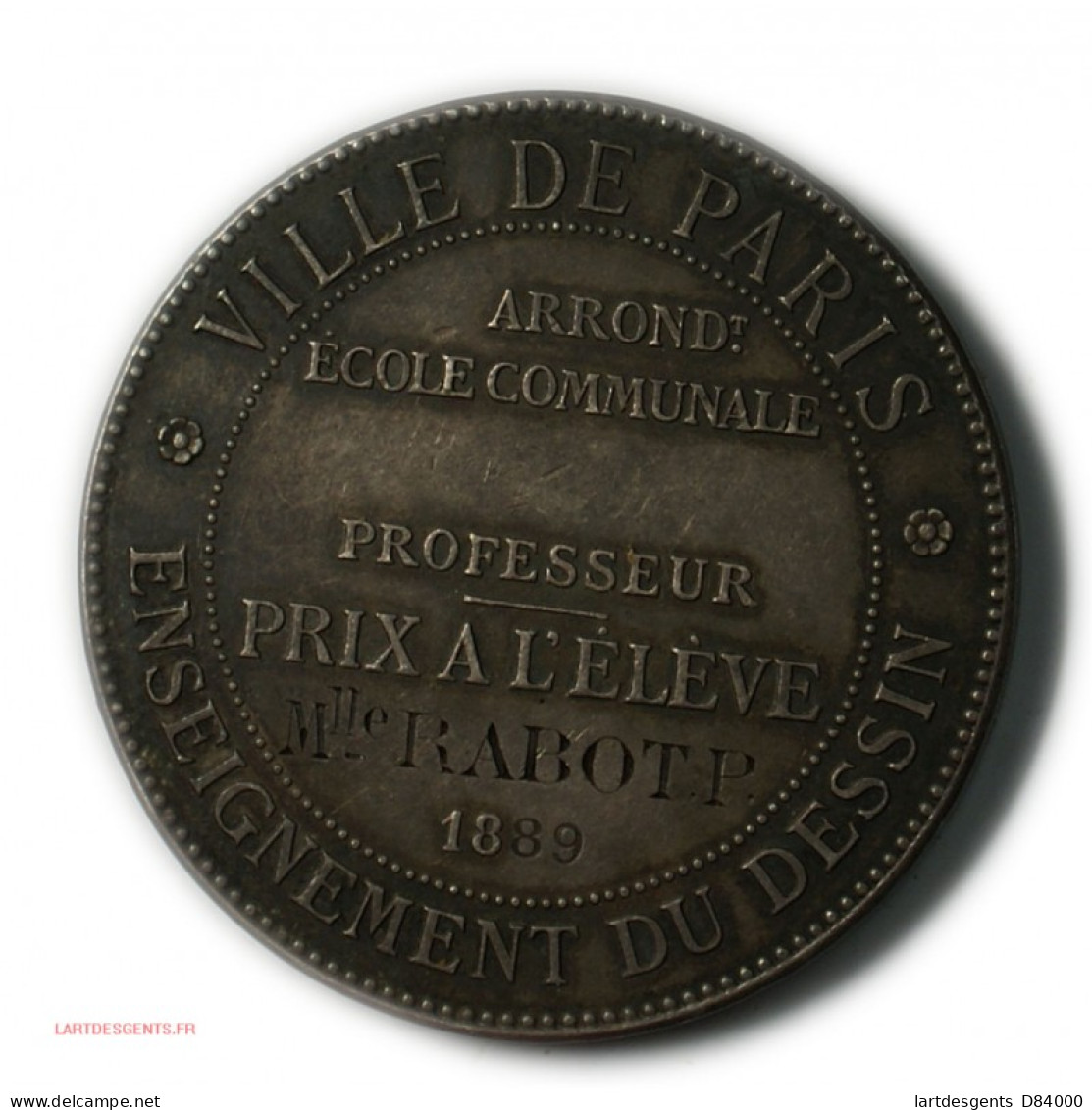 Médaille Argent 38g Enseignement De Dessin Paris 1889 Par J. Lagrange, Lartdesgents - Royal / Of Nobility
