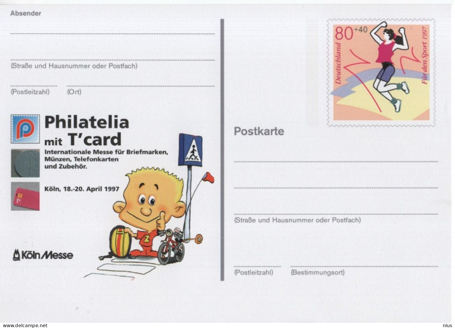 Germany Deutschland 1997 Koln Messe, Philatelia Mit T'card, Fur Den Sport - Cartoline - Nuovi