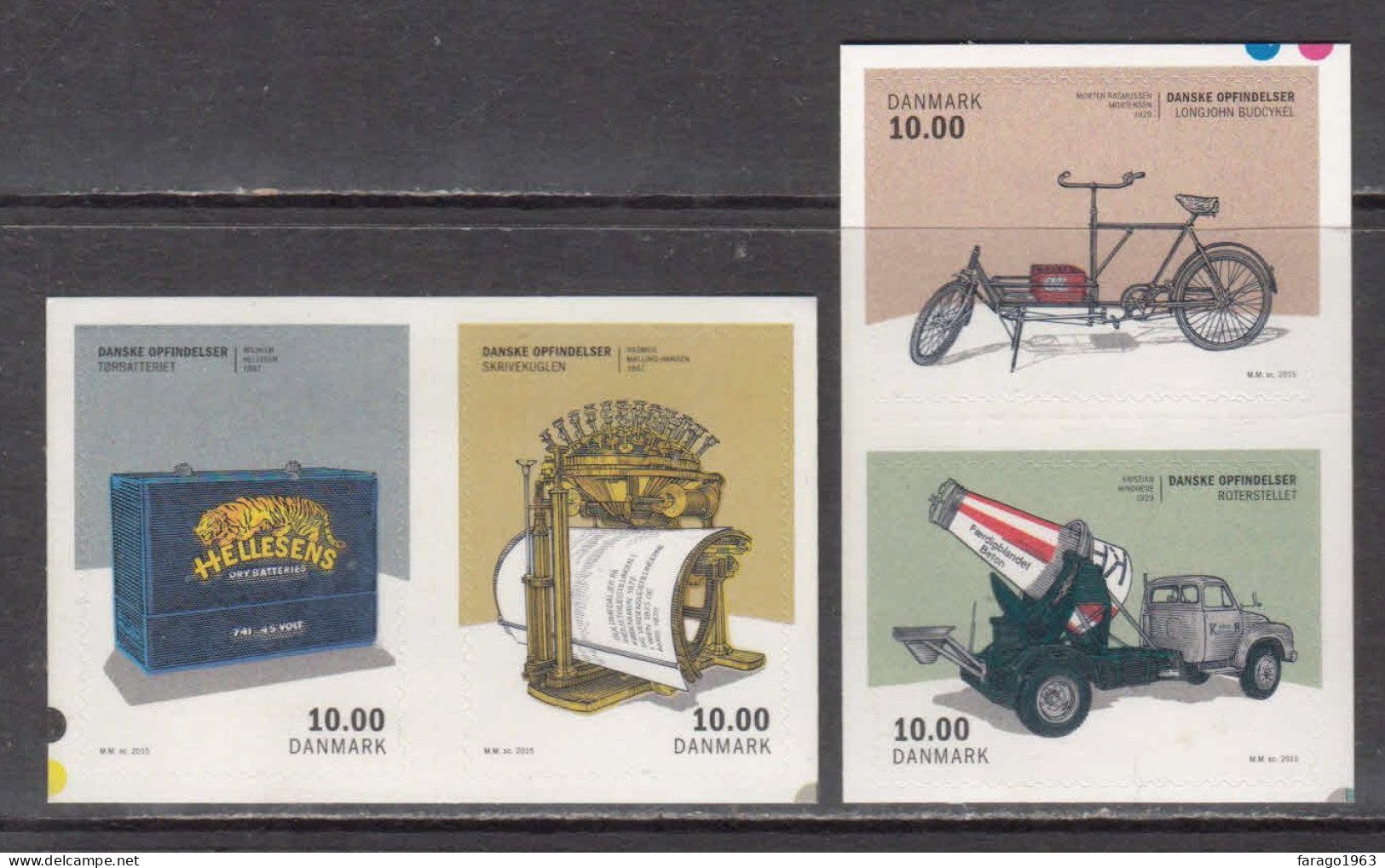 2015 Denmark Inventions Bicycles Cement Mixer Complete Set Of 2 Pairs MNH @ BELOW FACE VALUE - Ungebraucht