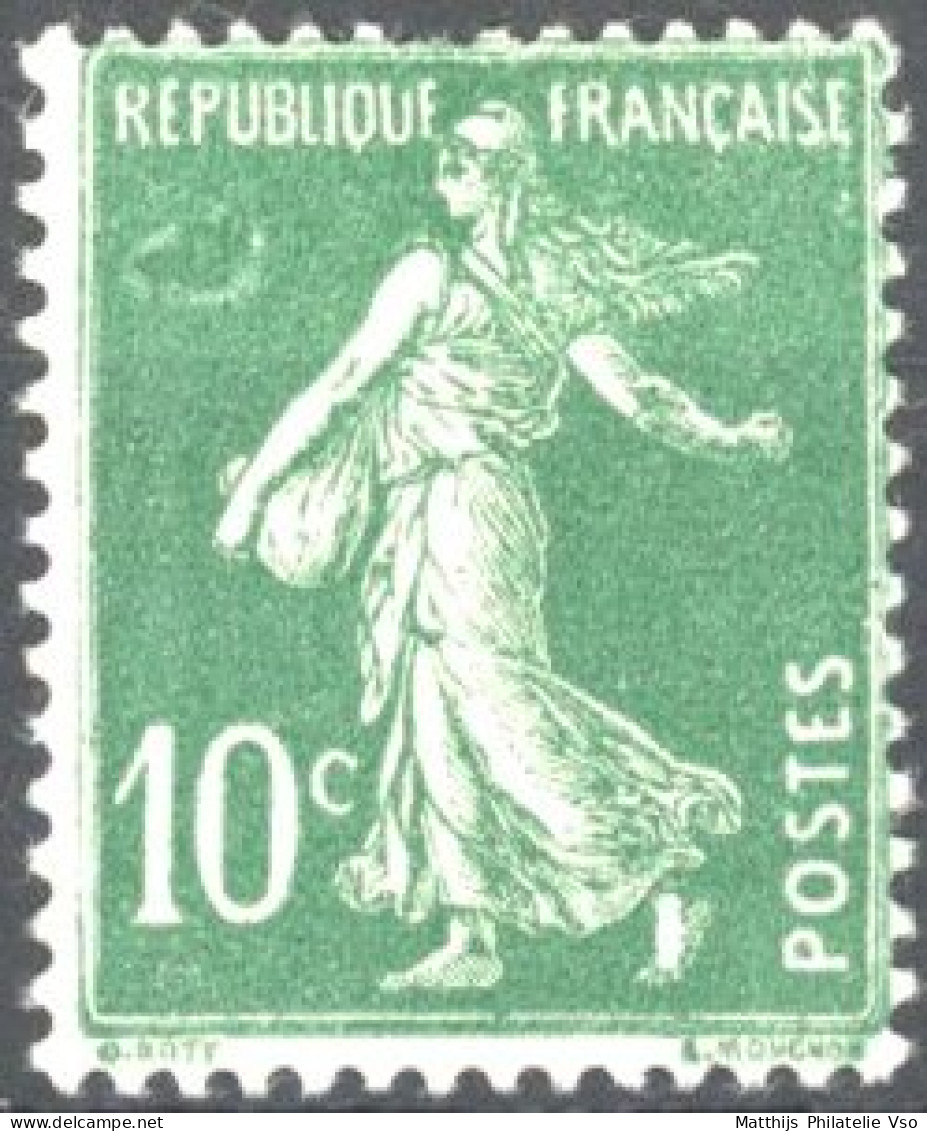 [** SUP] N° 159-cu, 10c Vert - Halo Sous 'Republique' - 1903-60 Sower - Ligned