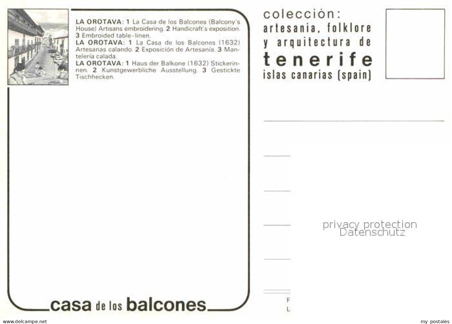 72693384 Orotava Tenerife Casa Los Balcones Stickerinnen Tischdecken Orotava Ten - Autres & Non Classés