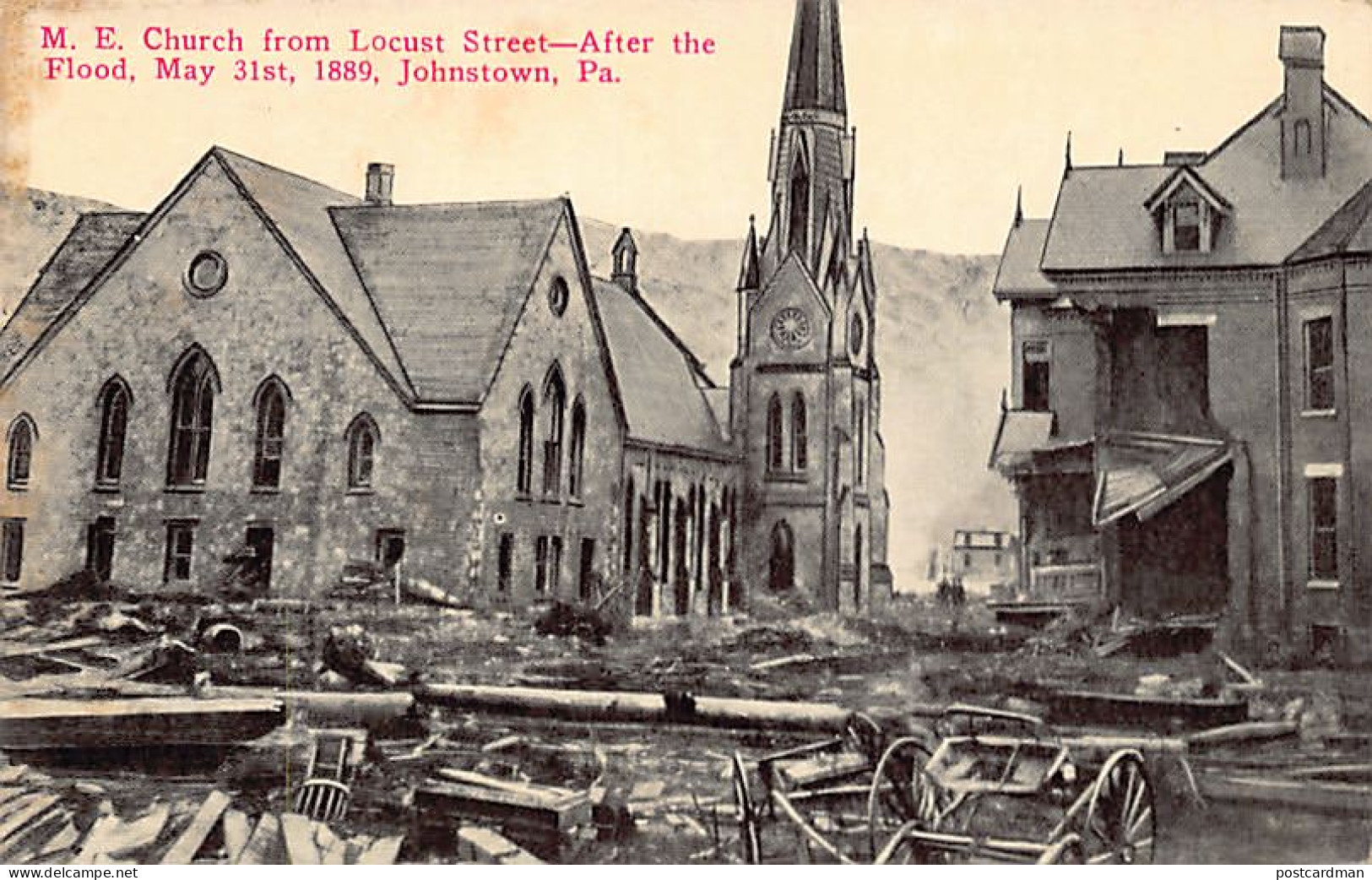 JOHNSTON (PA) M.E. Church From Locust Street - After The Flood, May 31st, 1889 - Autres & Non Classés