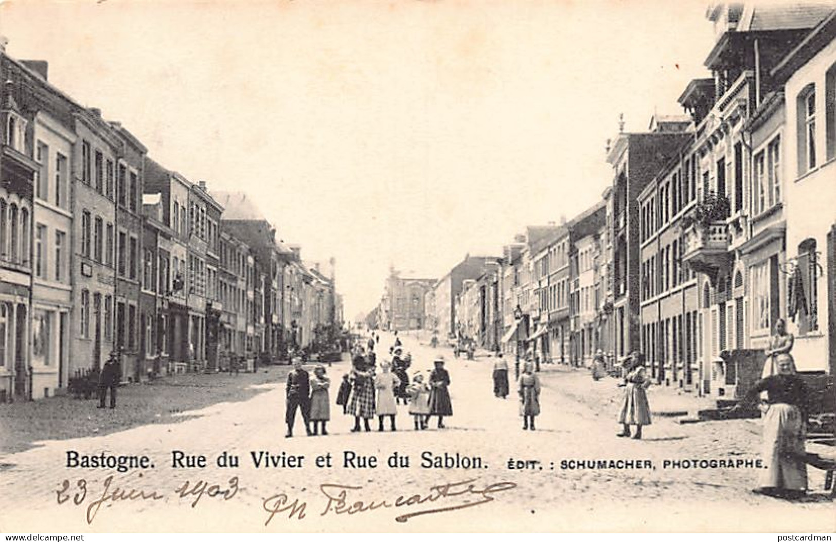 BASTOGNE (Prov. Lux.) Rue Du Vivier Et Rue Du Sablon - Ed. Schumacher - Bastogne