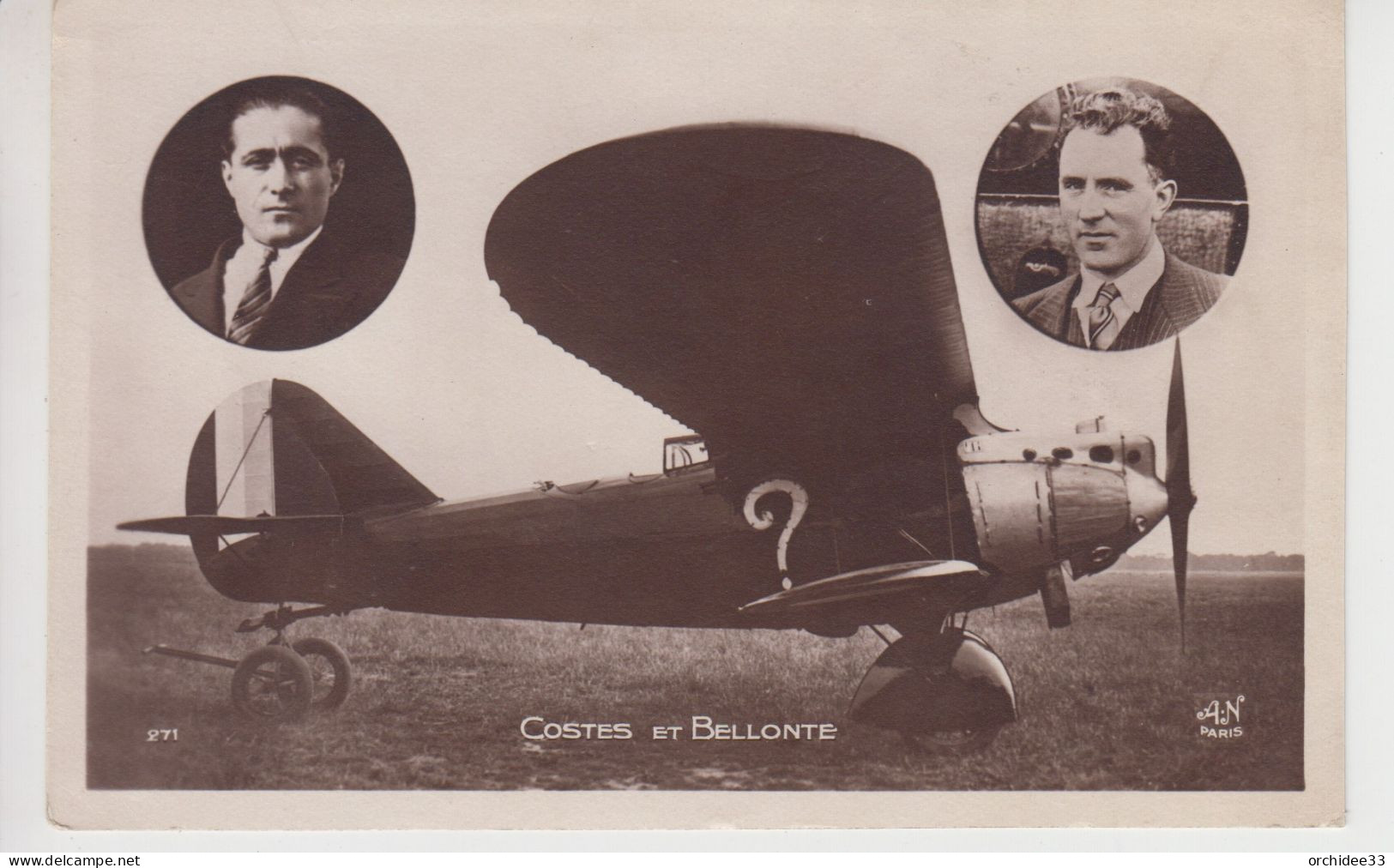 CPA Costes Et Bellonte (Portraits Des Pilotes Avec Leur Avion "Le Point D'Interrogation") - Piloten