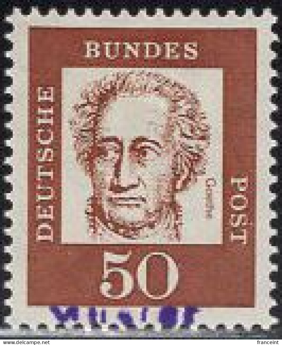 GERMANY(1961) Goethe. MUSTER (specimen) Overprint. Scott No 833. - Sonstige & Ohne Zuordnung