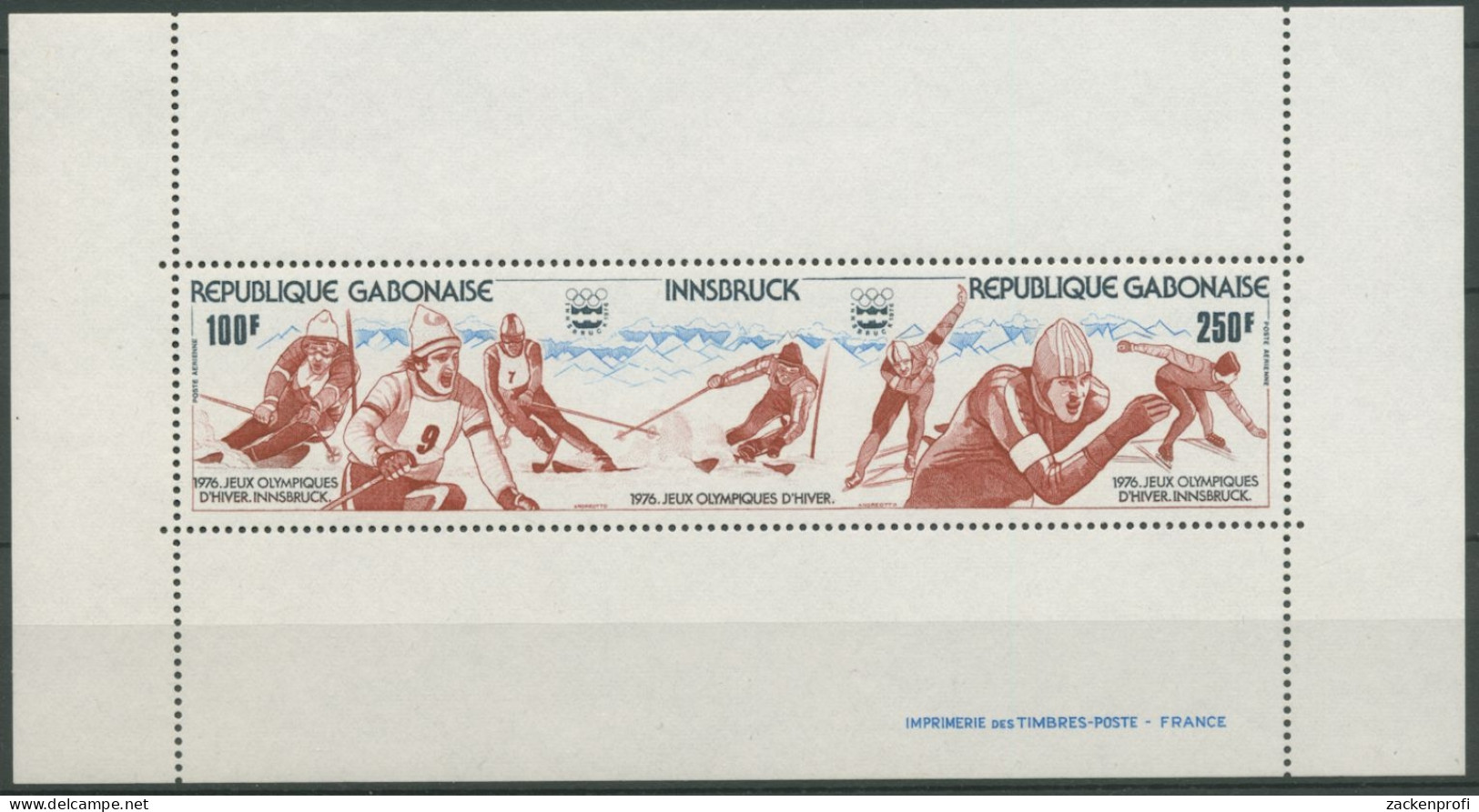 Gabun 1976 Olymp. Winterspiele Innsbruck Slalom Block 29 Postfrisch (C23161) - Gabun (1960-...)