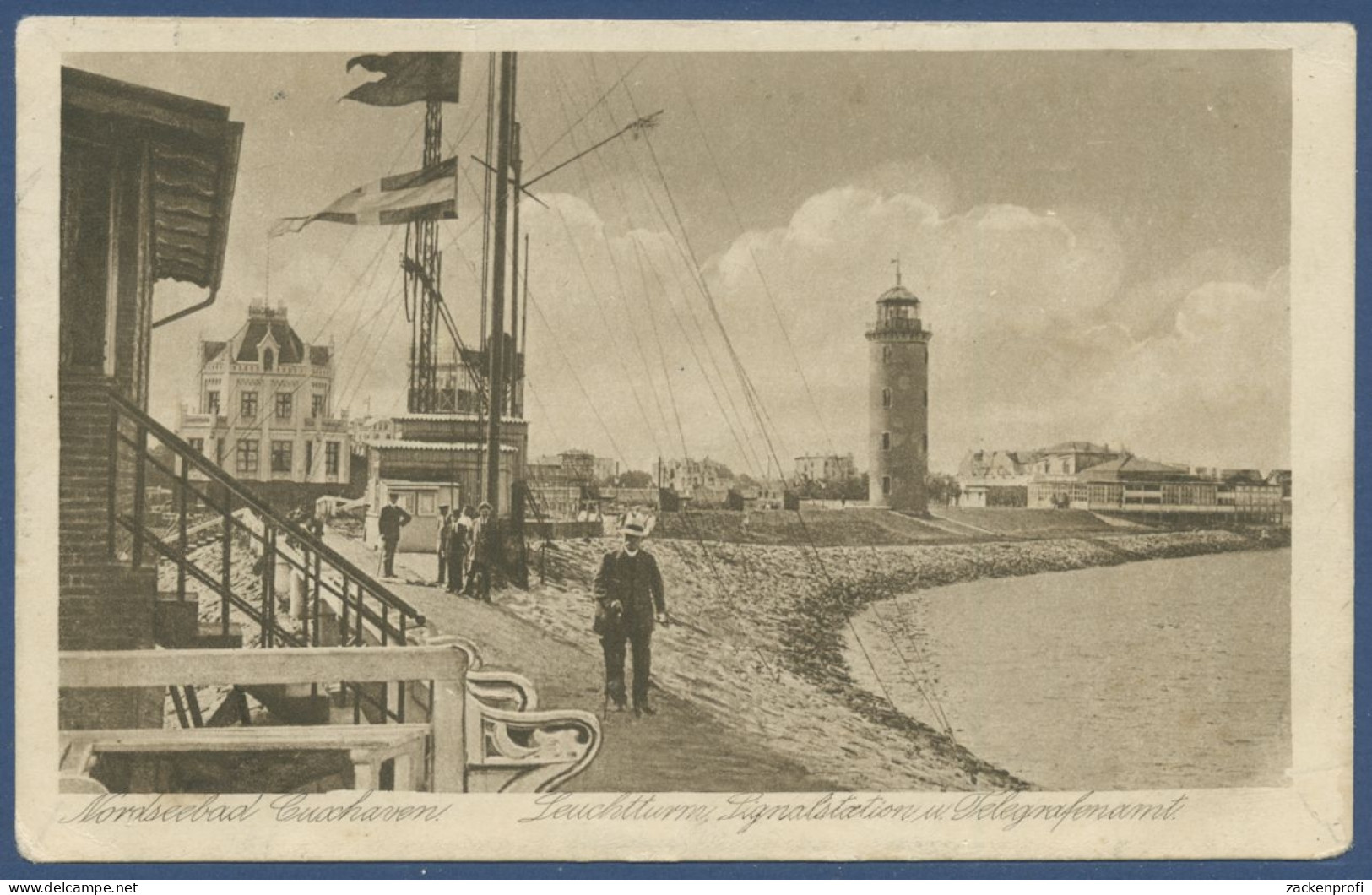 Nordseebad Cuxhaven Leuchtturm Signalstation, Gelaufen 1933 (AK1262) - Cuxhaven