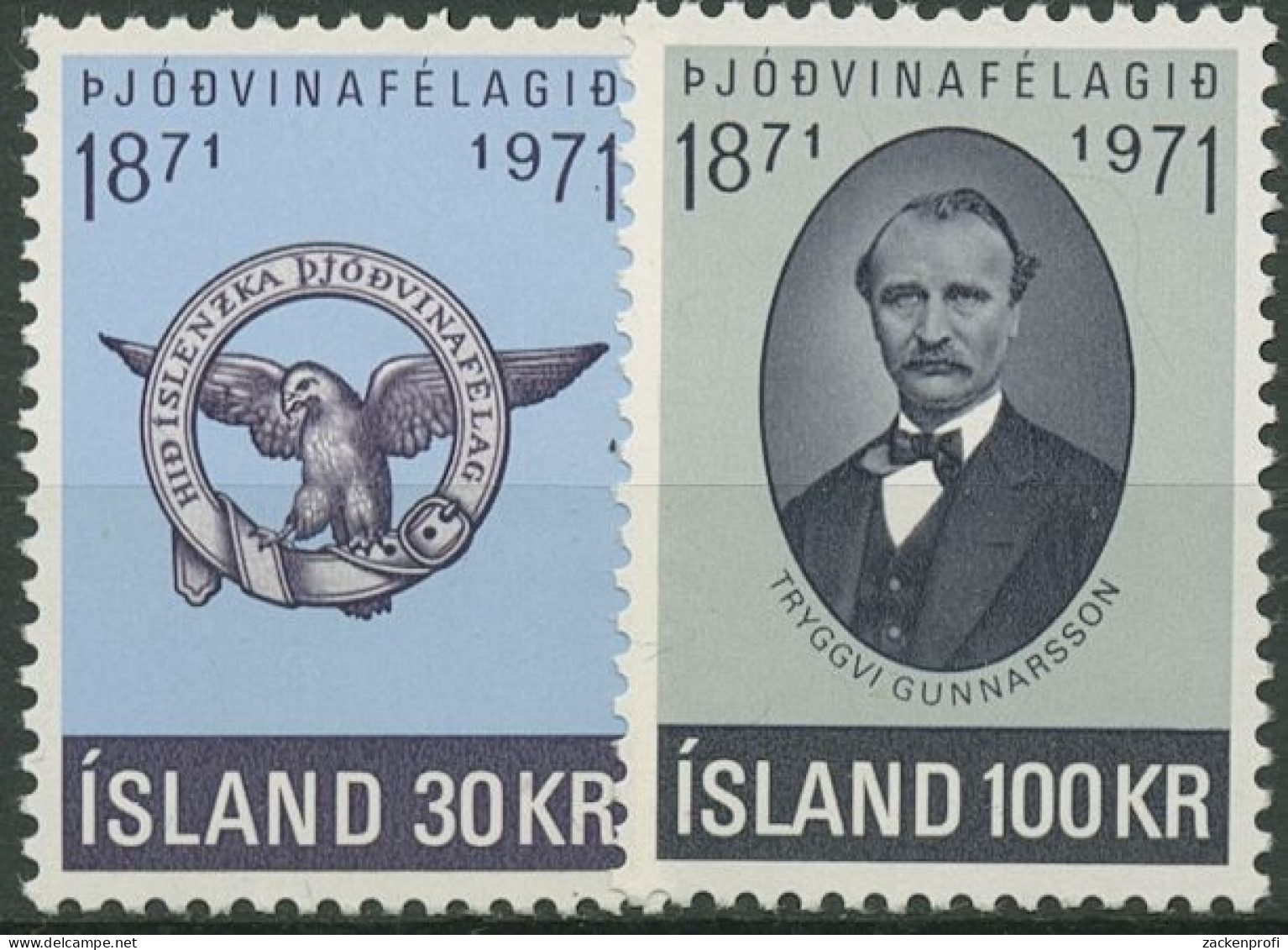 Island 1971 Patriotische Gesellschaft Tryggvi Gunnarsson 455/56 Postfrisch - Unused Stamps