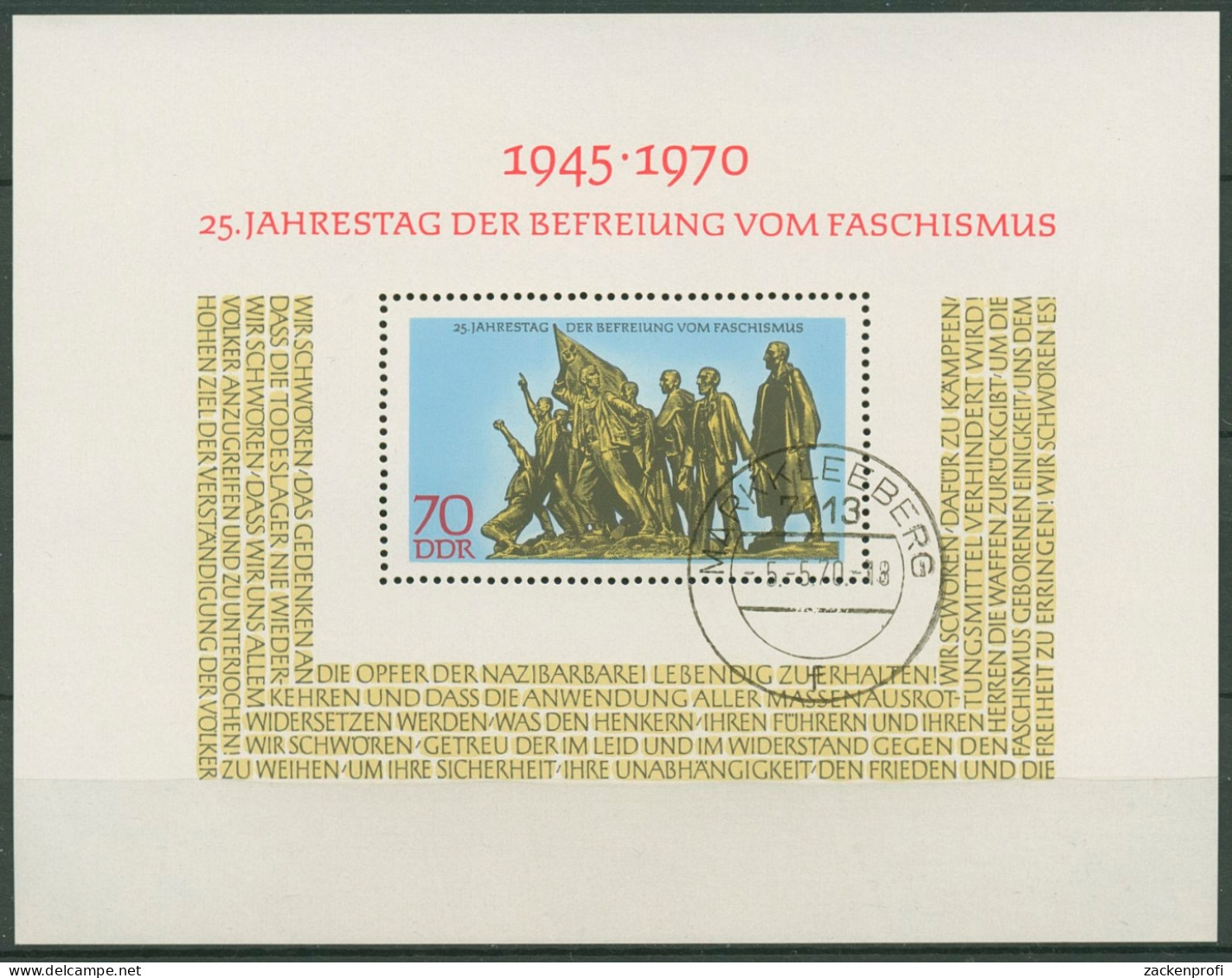 DDR 1970 Tag Der Befreiung Buchenwald Block 32 Gestempelt (C96742) - Altri & Non Classificati