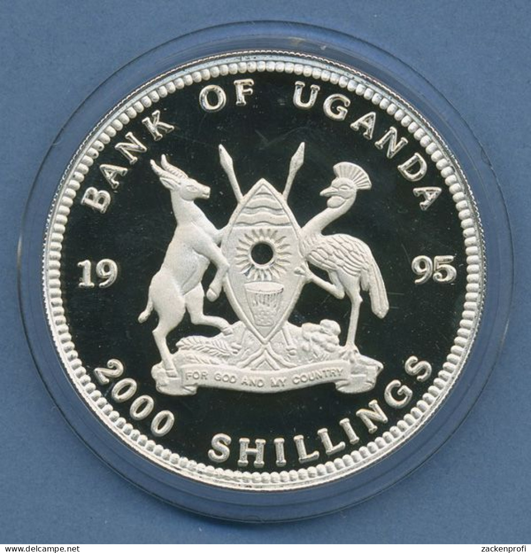 Uganda 2000 Schilling 1995 Jahr Des Schweines, Silber, Farbig, PP Kapsel (m4554) - Uganda