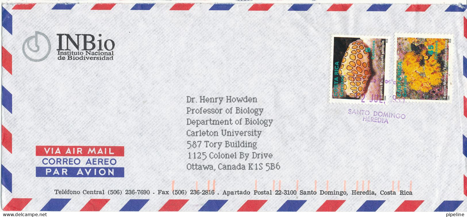 Costa Rica Air Mail Cover Sent To Canada 2-7-1995 Topic Stamps - Costa Rica