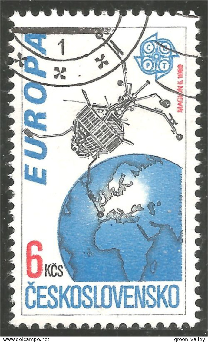 EU91-7 EUROPA-CEPT 1991 Tchecoslovaquie Espace Space Communication Satellite - 1990