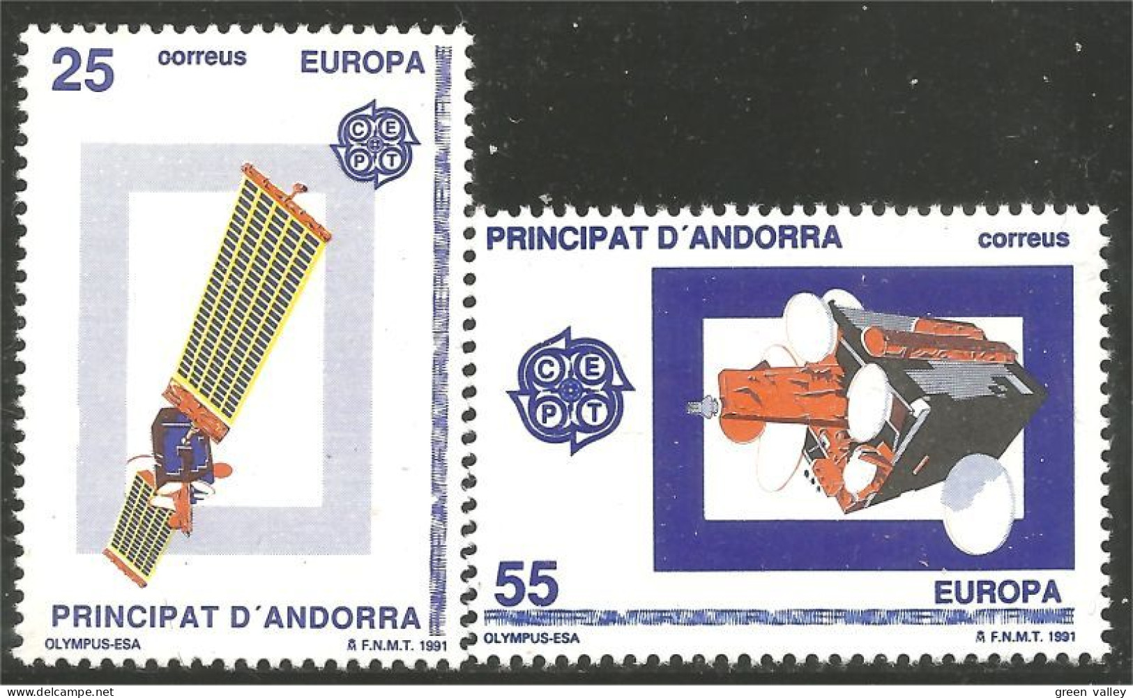 EU91-2 EUROPA-CEPT 1991 Andorre Espace Space Communication Satellite MNH ** Neuf SC - 1990