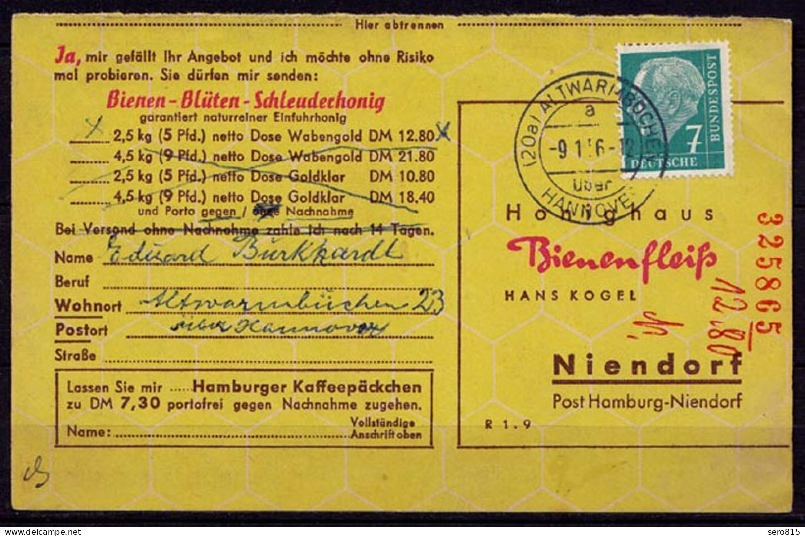 Landpost ALTWARMBÜCHEN über Hannover  Karte 1956   (b967 - Other & Unclassified