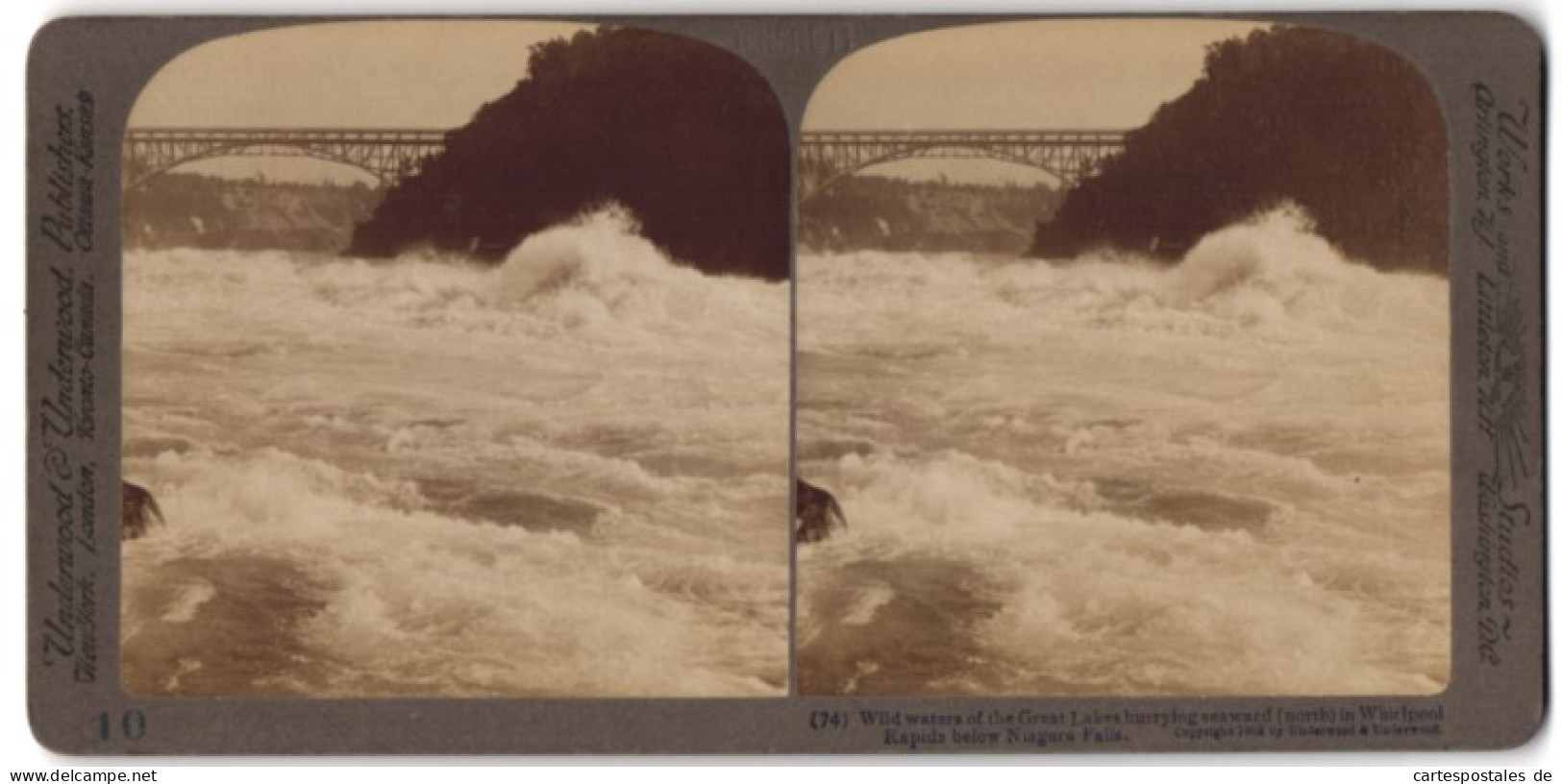 Stereo-Fotografie Underwood & Underwood, New York, Ansicht Niagara Falls / NY, Wildwasser Am Whirpool Der Niagarafälle  - Stereo-Photographie