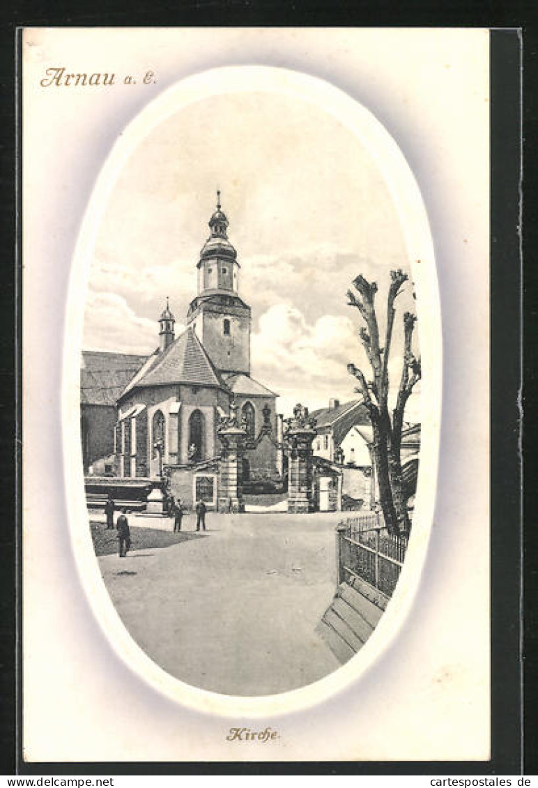 AK Arnau / Hostinne, Blick Zur Kirche  - Tchéquie