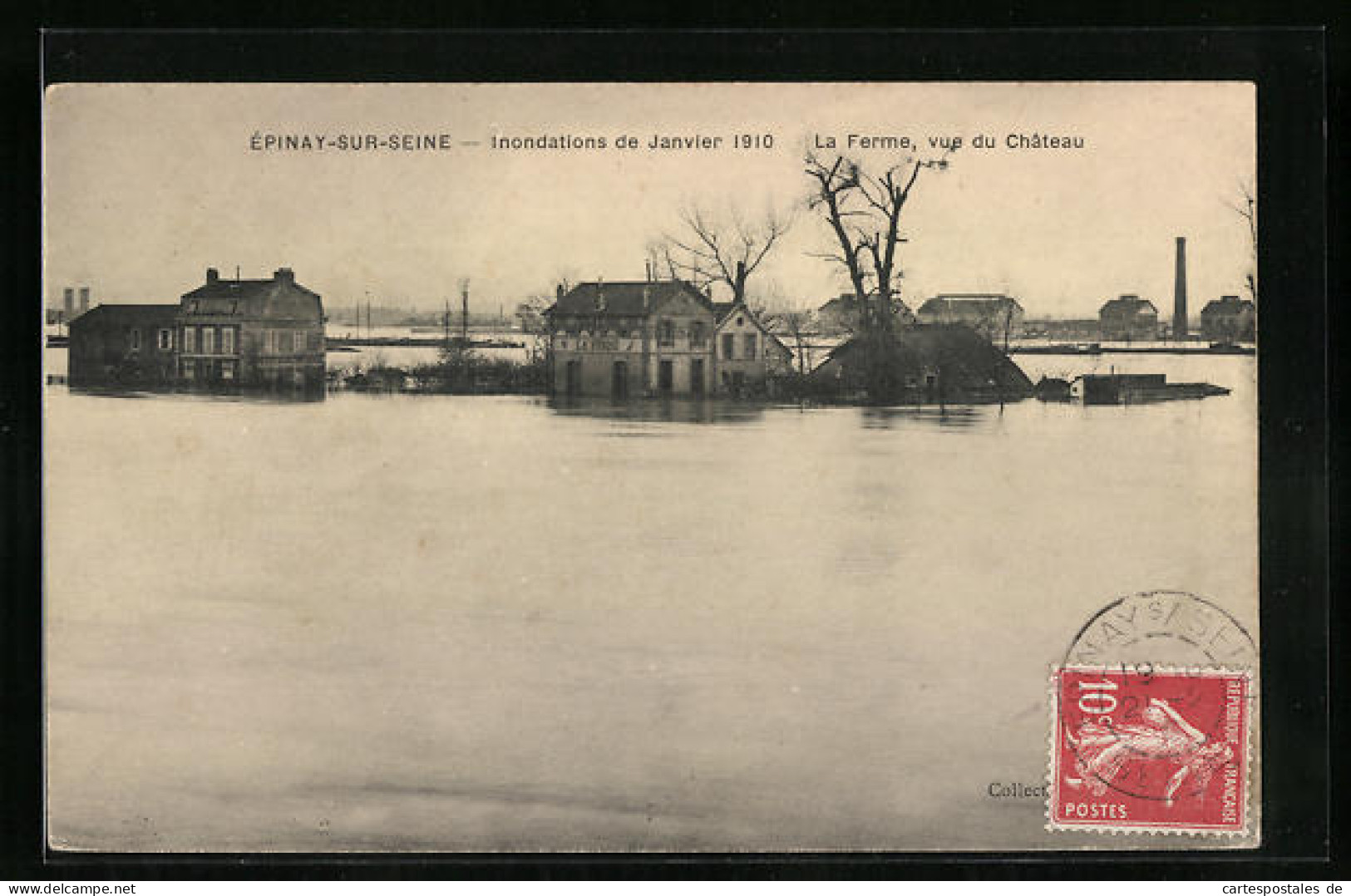 CPA Epinay-sur-Seine, Inondations De Janvier 1910, La Fermer, Vue Du Chateau, Inondation  - Sonstige & Ohne Zuordnung