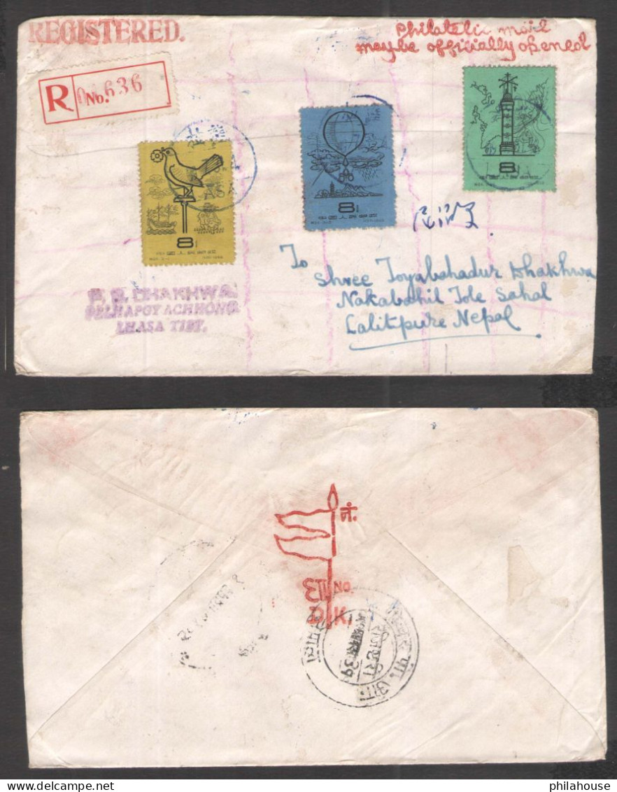 China PRC Lhasa Tibet Registered Cover To Nepal - Covers & Documents