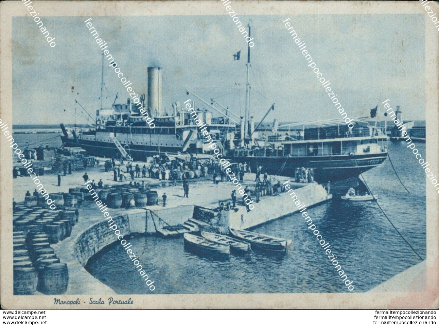 Ba266 Cartolina Monopoli Scalo Portuale Bari Puglia Bella !! 1942 - Bari