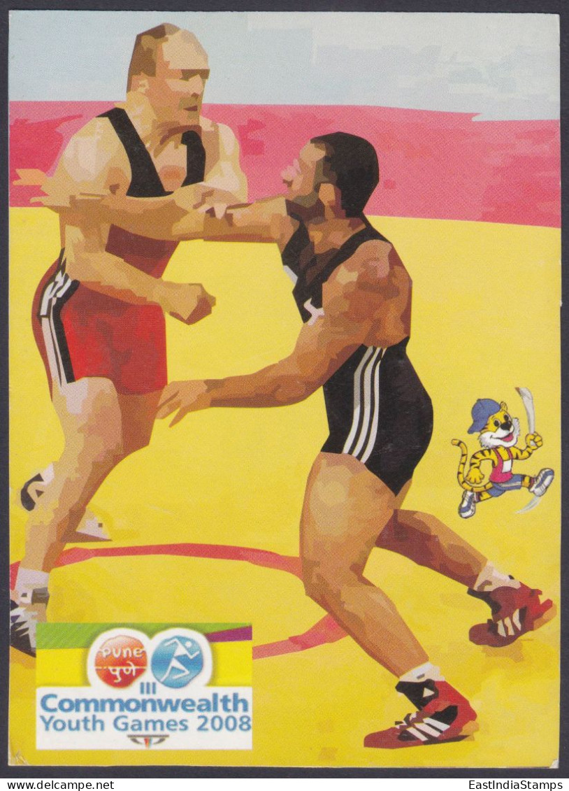 Inde India 2008 Mint Unused Postcard Youth Commonwealth Games, Men's Wrestling, Wrestle, Sport, Sports - Inde