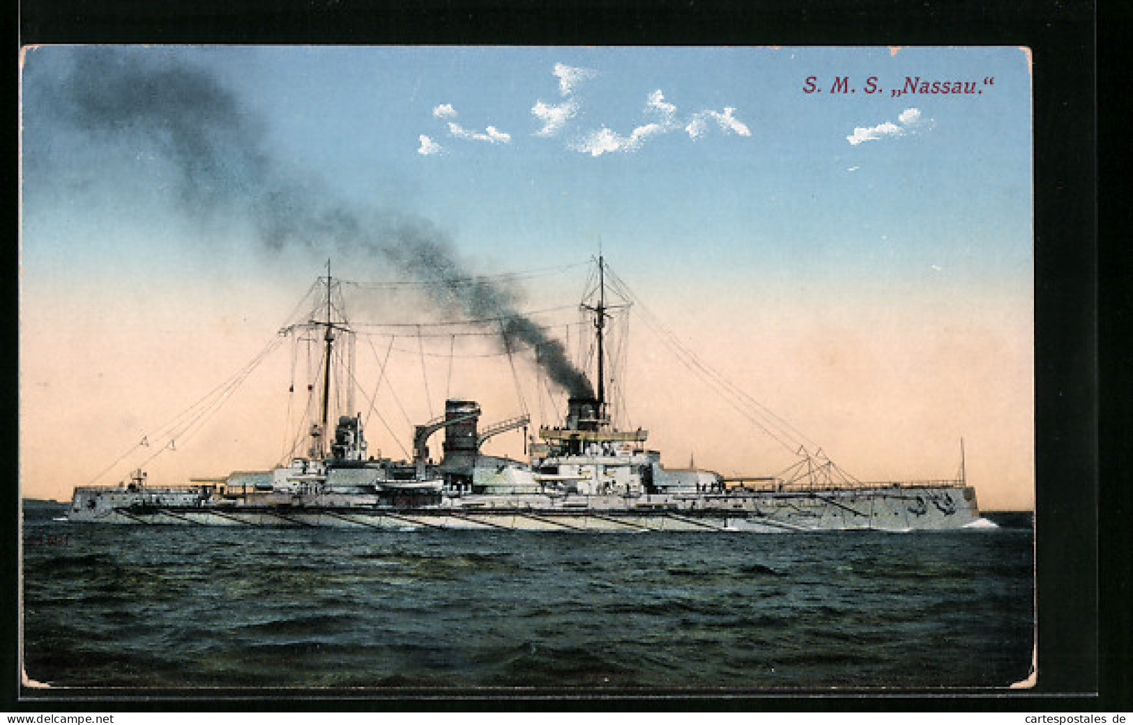 AK Kriegsschiff S.M.S. Nassau Auf See  - Warships