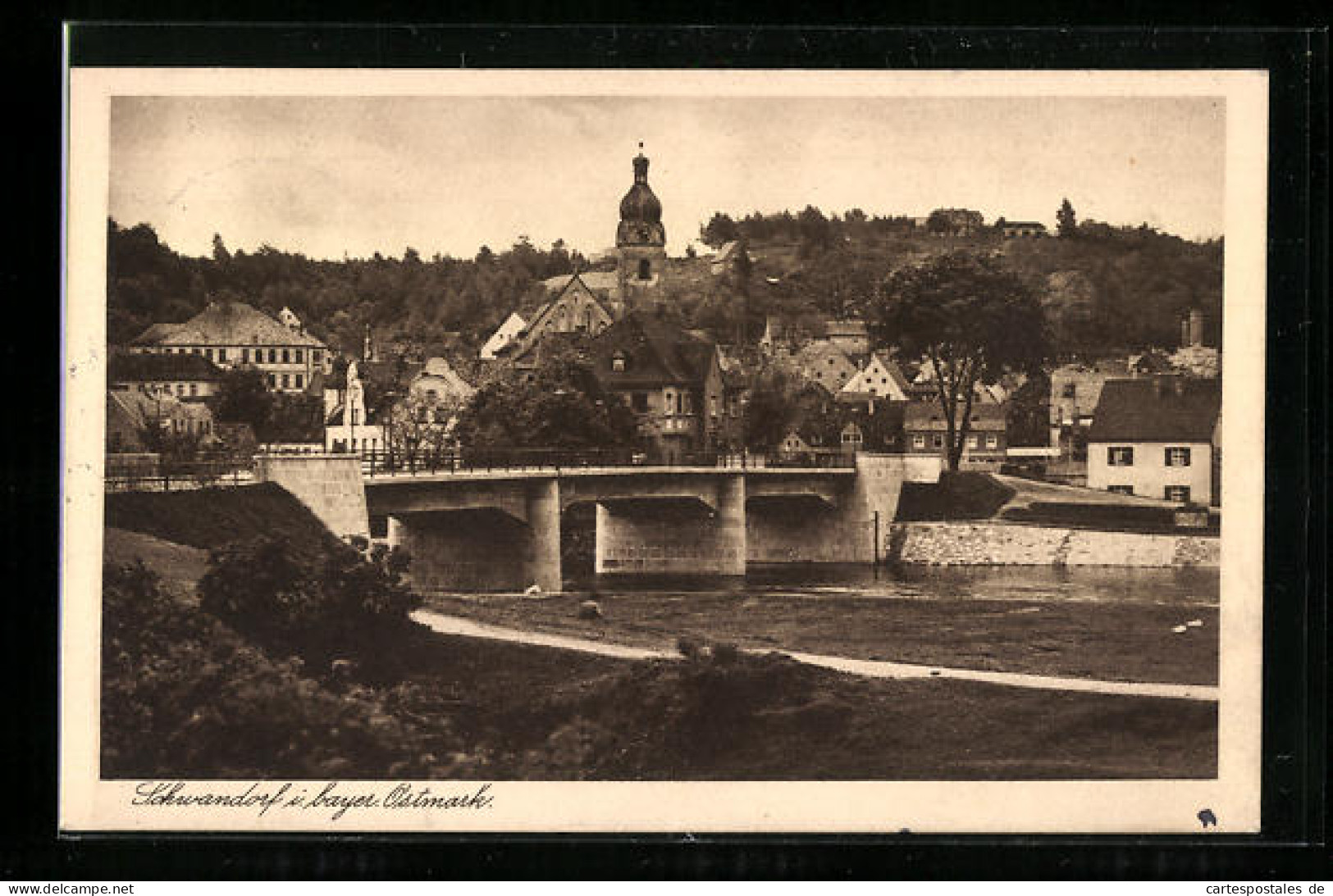 AK Schwandorf I. Bayer. Ostmark, Uferpartie Mit Brücke  - Schwandorf