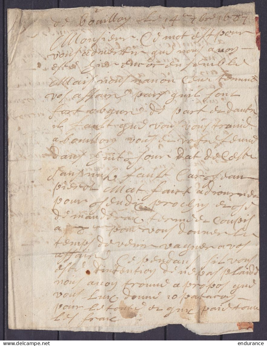 L. Datée 14 Septembre 1687 De BOUILLON Pour LIEGE - Prort "4" - 1621-1713 (Pays-Bas Espagnols)