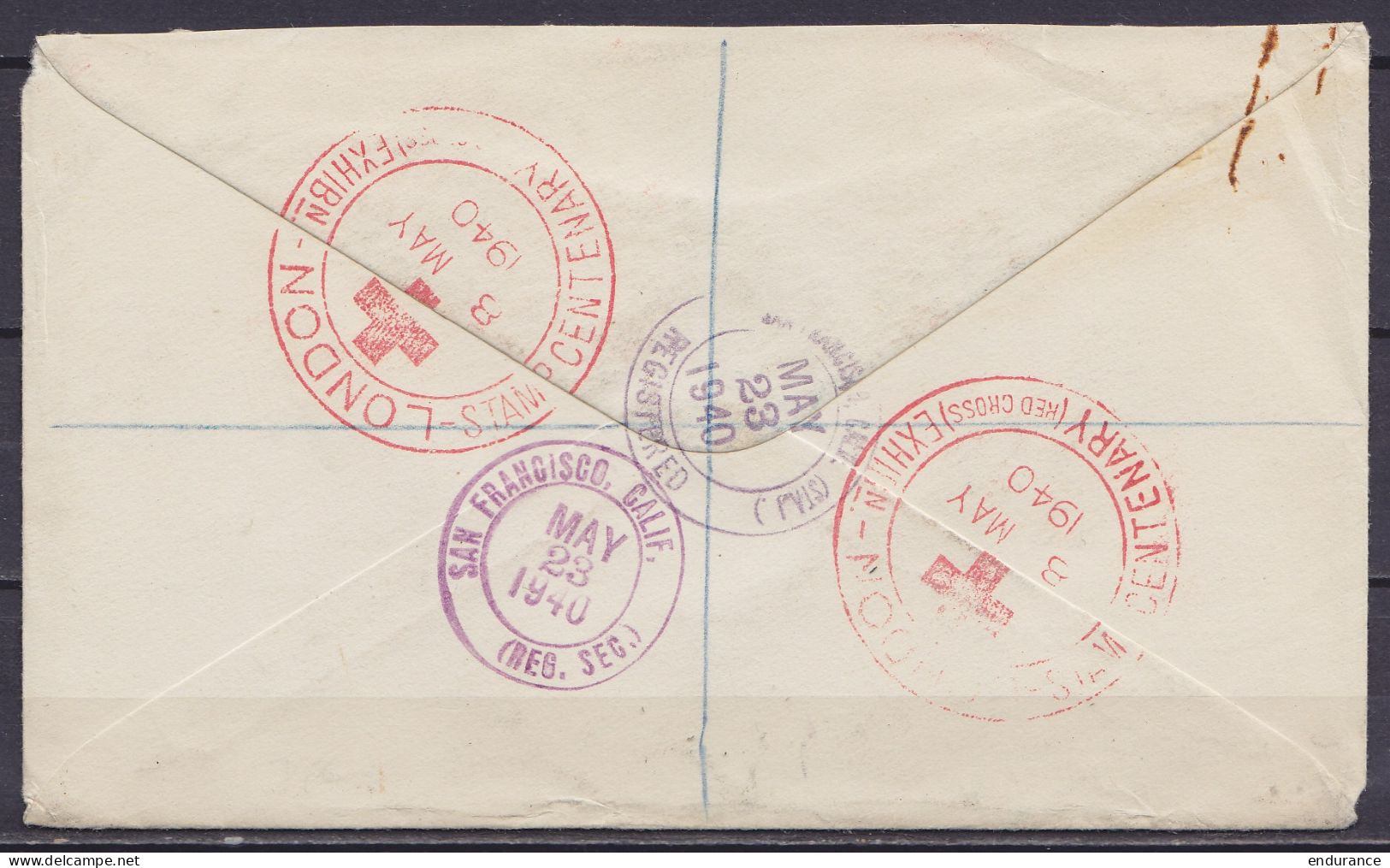 Grande Bretagne - L. Recommandée Affr. N°227+231+2x232 (Centenaire Du Timbre) Càd "LONDON /8 MAY 1940 / STAMP CENTENARY  - Briefe U. Dokumente