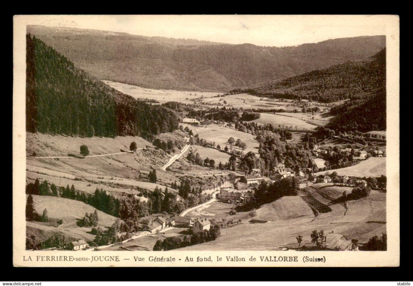 25 - LA FERRIERE-SOUS-JOUGNE - VUE GENERALE ET LE VALLON DE VALLORBE (SUISSE) - Autres & Non Classés