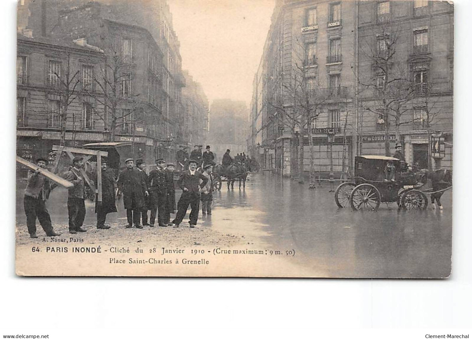 PARIS Inondé - Cliché Du 28 Janvier 1910 - Place Saint Charles à Grenelle - Très Bonétat - Überschwemmung 1910