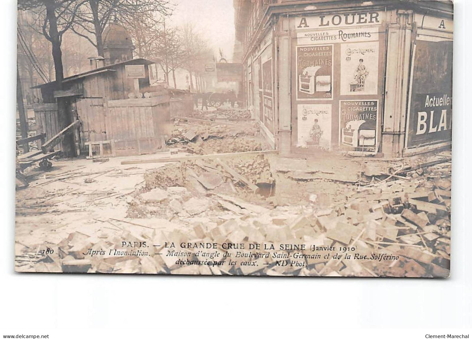 PARIS - La Grande Crue De La Seine - Janvier 1910 - Après L'inondation - Angle Boulevard Saint Germain - Très Bon état - Inondations De 1910