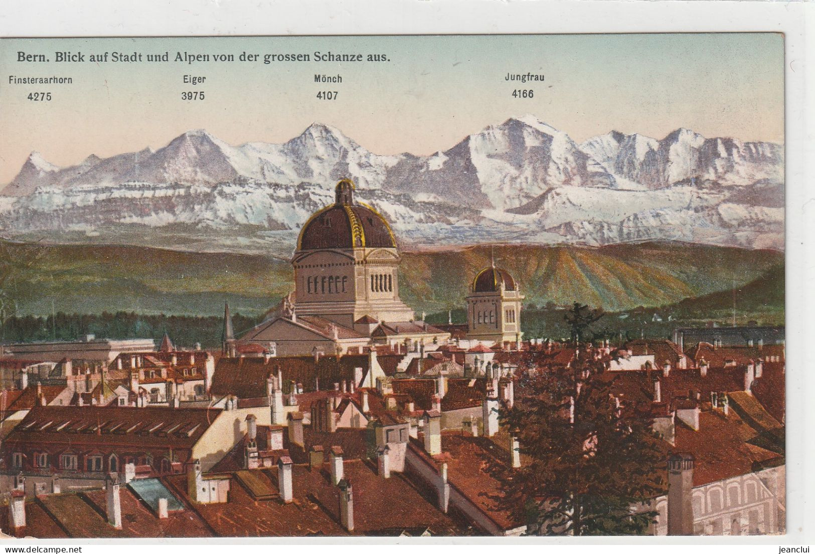 BERN . BLICK AUF STADT UND ALPEN VON DER GROSSEN SCHANZE AUS  .  CARTE COLORISEE NON ECRITE - Bern